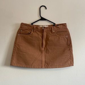 Reformation Becca Denim Mini Skirt in Nutmeg
